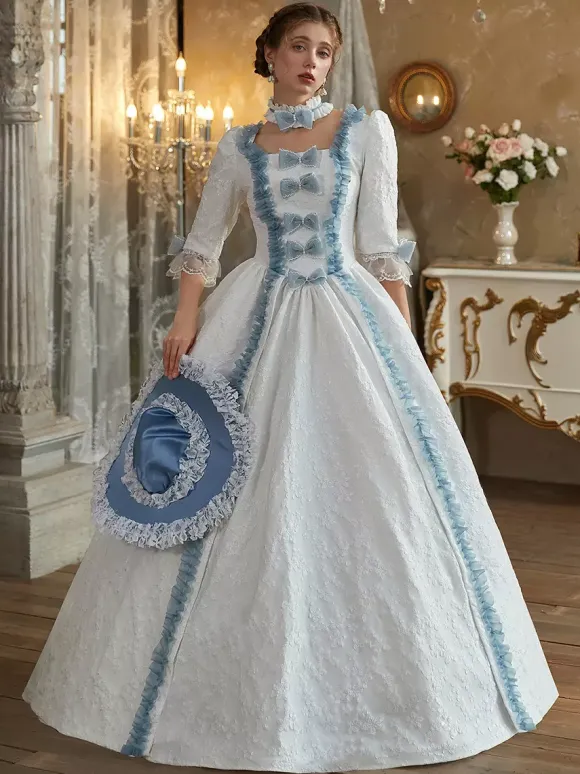 White Retro Costumes Polyester Dress Women's European Style Marie Antoinette Costume Party Prom Dress