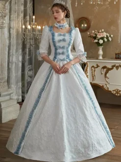 White Retro Costumes Polyester Dress Women's European Style Marie Antoinette Costume Party Prom Dress