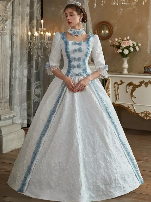 White Retro Costumes Polyester Dress Women's European Style Marie Antoinette Costume Party Prom Dress