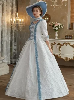 White Retro Costumes Polyester Dress Women's European Style Marie Antoinette Costume Party Prom Dress