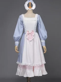 White Retro Tudor Dress Costumes Women's Lace Lace Bows Marie Antoinette Costume Polyester Tunic Headwear Dress Vintage Masquerade Ball Gown