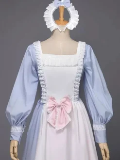 White Retro Tudor Dress Costumes Women's Lace Lace Bows Marie Antoinette Costume Polyester Tunic Headwear Dress Vintage Masquerade Ball Gown