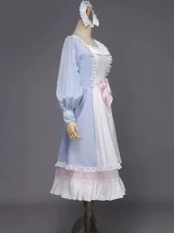 White Retro Tudor Dress Costumes Women's Lace Lace Bows Marie Antoinette Costume Polyester Tunic Headwear Dress Vintage Masquerade Ball Gown