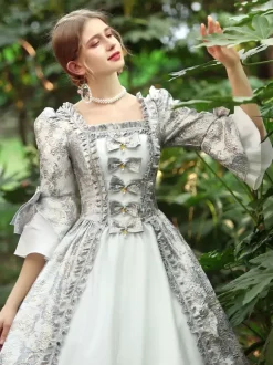 White Retro Tudor Dress Costumes Women's Ruffles Polyester Dress Marie Antoinette Costume Royal Party Prom Dress