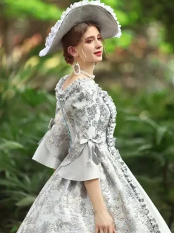 White Retro Tudor Dress Costumes Women's Ruffles Polyester Dress Marie Antoinette Costume Royal Party Prom Dress