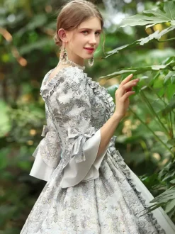 White Retro Tudor Dress Costumes Women's Ruffles Polyester Dress Marie Antoinette Costume Royal Party Prom Dress