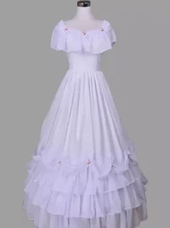 White Retro Tudor Dress Costumes Ruffles Polyester Dress Women's Retro Tunic Marie Antoinette Costume 18th Century Costume