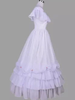White Retro Tudor Dress Costumes Ruffles Polyester Dress Women's Retro Tunic Marie Antoinette Costume 18th Century Costume
