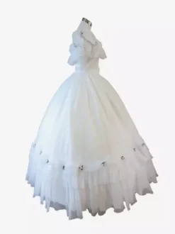 White Retro Tudor Dress Costumes Ruffles Polyester Dress Women's Retro Tunic Marie Antoinette Costume 18th Century Costume