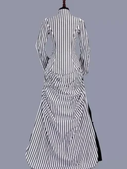 White Retro Tudor Dress Costumes Ruffles Marie Antoinette Costume Polyester Stripes Dress Women's Retro Tunic 18th Century Costume