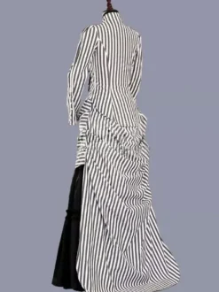 White Retro Tudor Dress Costumes Ruffles Marie Antoinette Costume Polyester Stripes Dress Women's Retro Tunic 18th Century Costume