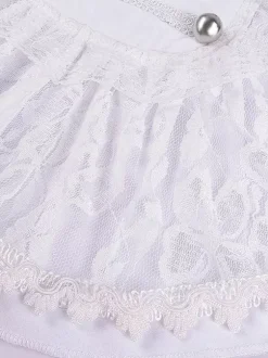 White Retro Victorian Steampunk High Collar Double Breast Vintage Shirt Blouse