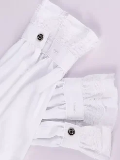 White Retro Victorian Steampunk High Collar Double Breast Vintage Shirt Blouse