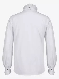 White Retro Victorian Steampunk High Collar Double Breast Vintage Shirt Blouse