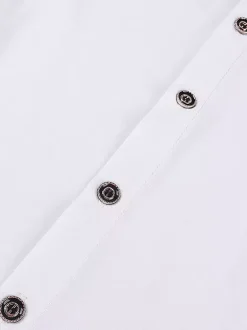 White Retro Victorian Steampunk High Collar Double Breast Vintage Shirt Blouse
