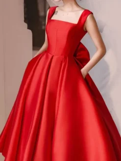 White Short Wedding Dress Square Neck Sleeveless A-Line Tea-Length Bridal Dresses Free Customization