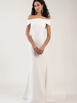 White Simple Mermaid Causal Wedding Dress Bateau Neck Sleeveless Backless Satin Fabric Long Bridal Gowns Free Customization
