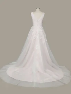 White Simple Wedding Dress A-Line V-Neck Sleeveless Backless Lace Bridal Dresses Free Customization
