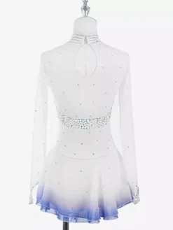 White Skating Dress Sweetheart Beaded High Collor Long Sleeves Women And Girl Skating Dress
