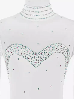 White Skating Dress Sweetheart Beaded High Collor Long Sleeves Women And Girl Skating Dress