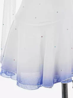 White Skating Dress Sweetheart Beaded High Collor Long Sleeves Women And Girl Skating Dress