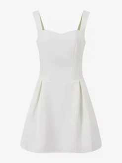 White Sleeveless A-line Flare Mini Dress For Women 2026