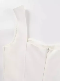 White Sleeveless A-line Flare Mini Dress For Women 2026
