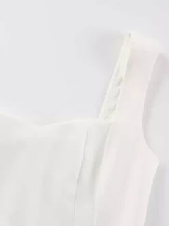 White Sleeveless A-line Flare Mini Dress For Women 2026