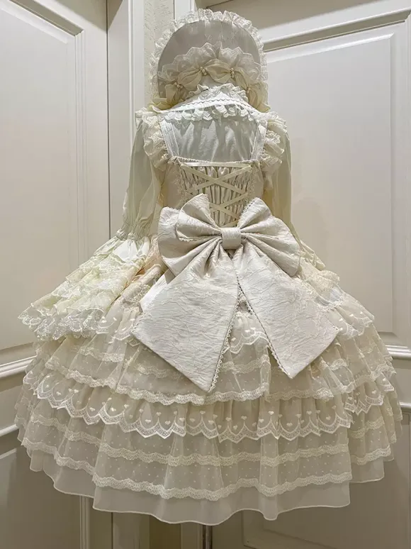 White Sweet Lolita Dresses Sleeveless Lace Ruffles JSK Hime Lolita Dress