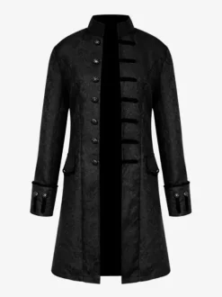 White Vintageblazer Aristocrat Style Button Decor Stand Collar Retro Costumes For Men Carnival