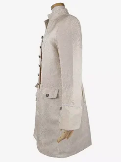 White Vintage Coat Buttons Jacquard Retro Costumes For Man