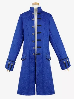White Vintage Coat Buttons Jacquard Retro Costumes For Man