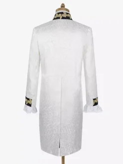 White Vintage Costumes Ruffles Buttons Jacquard Long Sleeves Retro Costumes For Man