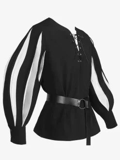 White Vintage Top Retro Long Sleeves Polyester Polyester Fiber Top Retro Costumes For Man Burgundy