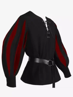 White Vintage Top Retro Long Sleeves Polyester Polyester Fiber Top Retro Costumes For Man Burgundy