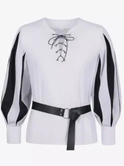 White Vintage Top Retro Long Sleeves Polyester Polyester Fiber Top Retro Costumes For Man Burgundy