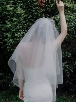 White Wedding Veils Two-Tier Classic Bridal Veils Accessories Not Included