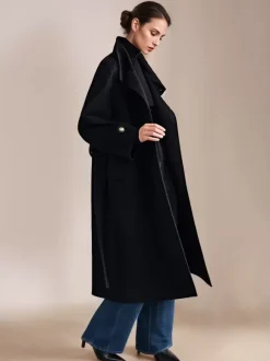 White Wool Cashmere Blend Coat Stand Collar Double-Faced Belted Winter Outerwear For Women 2026