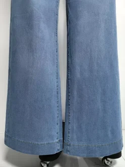 Wide Leg Palazzo Jeans For Women - Light Blue Retro High Waisted Minimalist Flare Denim - Summer Vacation Outfits 2026