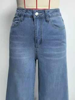 Wide Leg Palazzo Jeans For Women - Light Blue Retro High Waisted Minimalist Flare Denim - Summer Vacation Outfits 2026