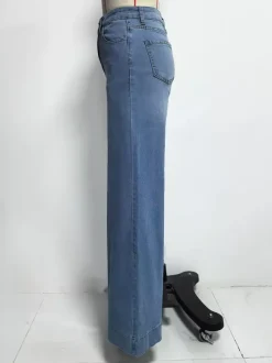 Wide Leg Palazzo Jeans For Women - Light Blue Retro High Waisted Minimalist Flare Denim - Summer Vacation Outfits 2026
