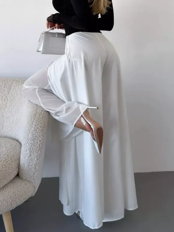 Wide Leg Pants Double Layer Split Mesh Flowy High Waist Women Palazzo Wide Leg Pants
