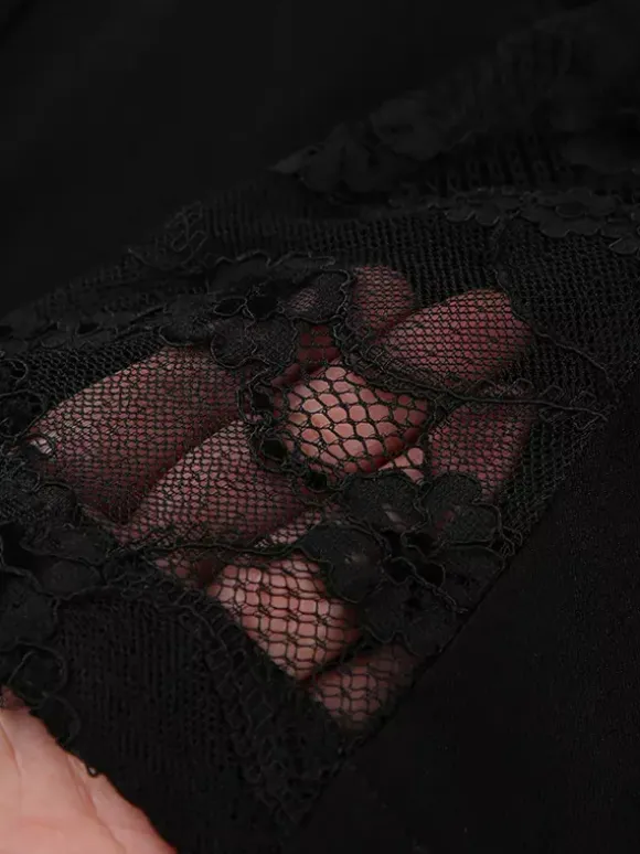Wide Leg Pants Lace Cutout Side Slit High Waist Flare Women Pants Wide Leg Pants