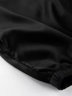 Wide Leg Pants Satin Ruffle Flare Elastic Waist Women Casual Pants Wide Leg Pants