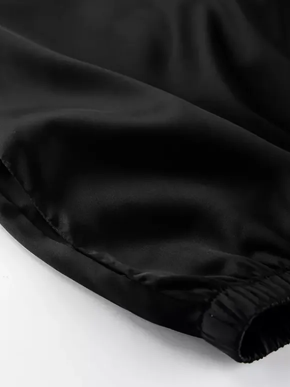 Wide Leg Pants Satin Ruffle Flare Elastic Waist Women Casual Pants Wide Leg Pants