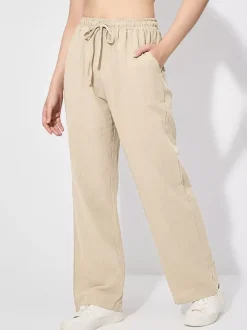 Wide Leg Trousers For Women - Casual Flowy Drawstring Elastic Waist Pants - Summer Beach Vacation 2026