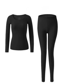 Winter Warm Underwear Round Neck Thermal Base Layer For Women