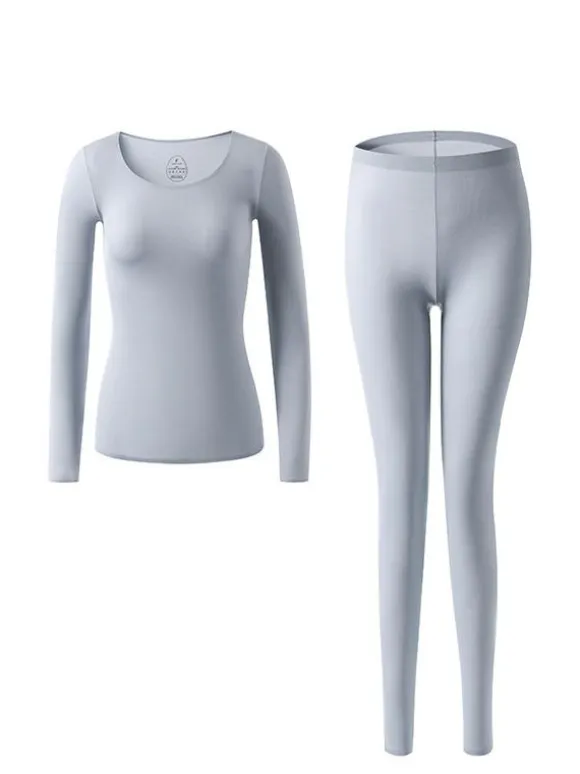 Winter Warm Underwear Round Neck Thermal Base Layer For Women