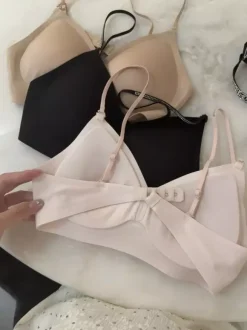 Wireless Seamless Bra With Rhinestone Straps Comfort Push-Up Bralette