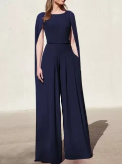 With Cocktail Dress Beautiful Jumpsuit Floor-Length V-Neck Polyester